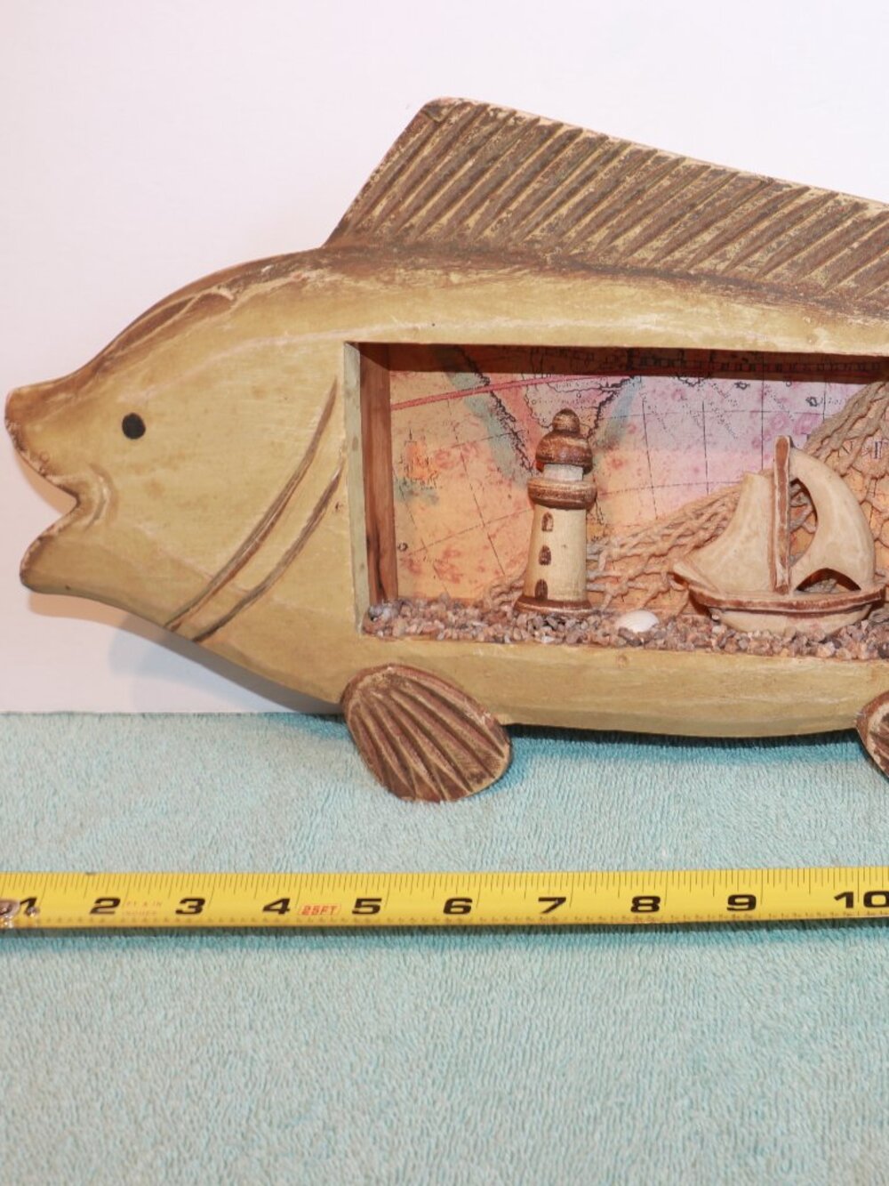 Wooden Fish with Cut Out Shadow Box 17"